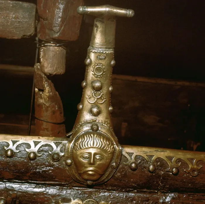 Framed Print : Detail of bronze with Celtic head, Dejberg Cart, Denmark, c1st - 2nd century Framed Print : Detail of bronze with Celtic head, Dejberg Cart, Denmark, c1st - 2nd century