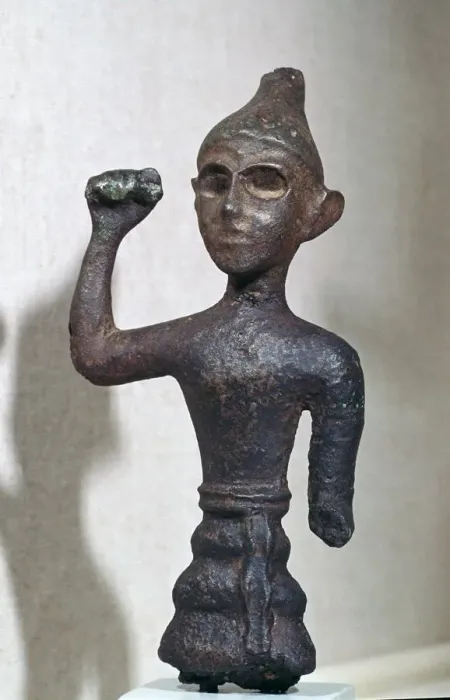 Framed Print : Bronze figure of a Canaanite deity, 16th century BC Framed Print : Bronze figure of a Canaanite deity, 16th century BC