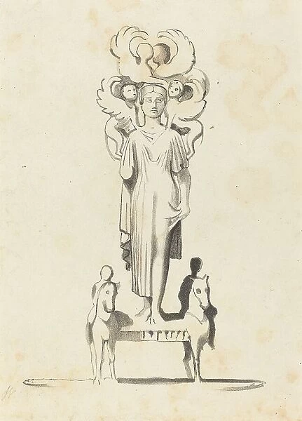 Bronze Figure of Minerva, Found in the Barrow of Achilles, published 1829. Creator: W Walton