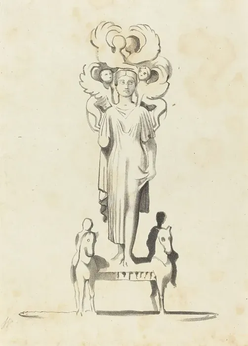 Framed Print : Bronze Figure of Minerva, Found in the Barrow of Achilles, published 1829. Creator: W Walton Framed Print : Bronze Figure of Minerva, Found in the Barrow of Achilles, published 1829. Creator: W Walton