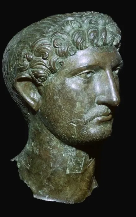 Framed Print : Bronze head from a statue of the Roman Emperor Hadrian, Roman Britain, 2nd century Framed Print : Bronze head from a statue of the Roman Emperor Hadrian, Roman Britain, 2nd century