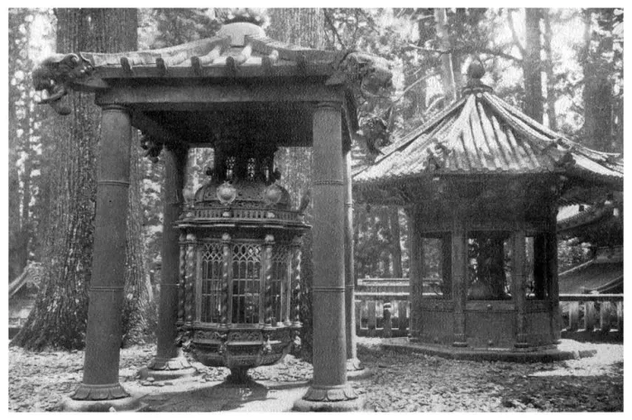 Framed Print : Bronze lantern from Korea and candelabrum from Holland, Japan, 1904 Framed Print : Bronze lantern from Korea and candelabrum from Holland, Japan, 1904