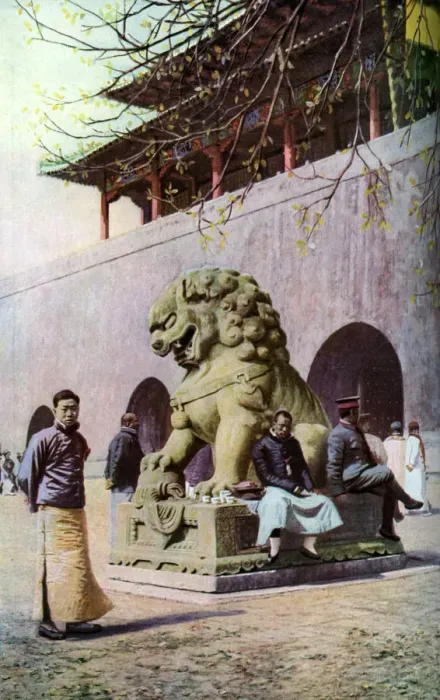 Framed Print : Bronze lion, entrance to the Imperial Palace, Peking, China, c1930s. Artist: Underwood Framed Print : Bronze lion, entrance to the Imperial Palace, Peking, China, c1930s. Artist: Underwood