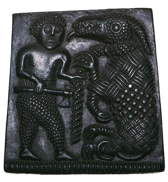 Bronze matrix for making decorative plaques for helmets, 8th century
