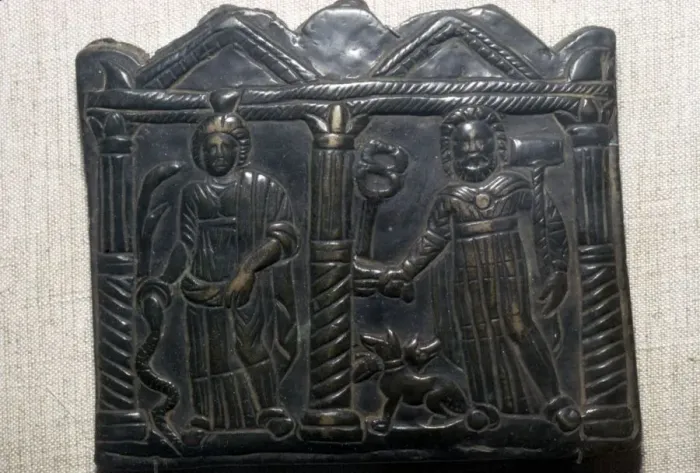 Framed Print : Bronze plaque of Celtic Goddess Epona, and a warrior God, Hungary, 1st-3rd Century Framed Print : Bronze plaque of Celtic Goddess Epona, and a warrior God, Hungary, 1st-3rd Century