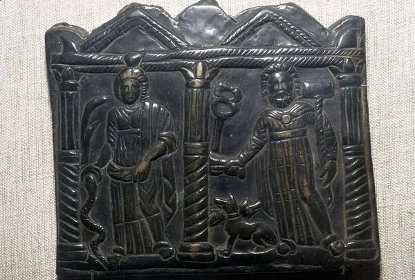 Bronze plaque of Celtic Goddess Epona, and a warrior God, Hungary, 1st-3rd Century