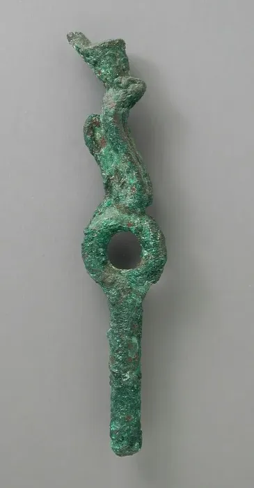 Framed Print : Bronze Ringed Element with Crowned Uraeus Figure, Late Period-Ptolemaic Period (711-30 BCE). Creator: Unknown Framed Print : Bronze Ringed Element with Crowned Uraeus Figure, Late Period-Ptolemaic Period (711-30 BCE). Creator: Unknown