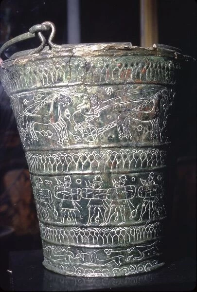 Bronze Situla with incised decoration showing warriors, Etruscan, Bologna, c6th century BC