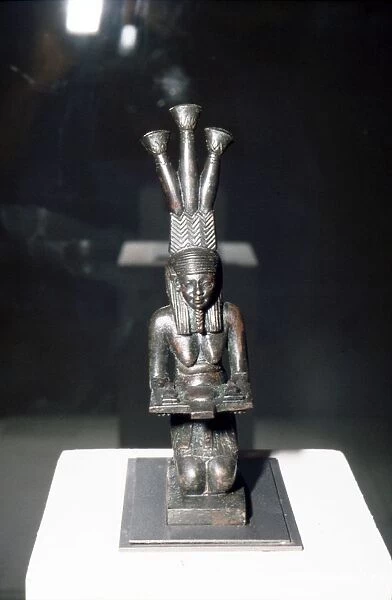 Bronze Spirit of the Nile statuette with offering, Late Period, c664BC-323BC