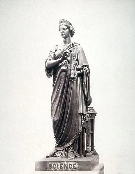 Bronze statue of Science, located on the north parapet of Holborn Viaduct, London, 1869