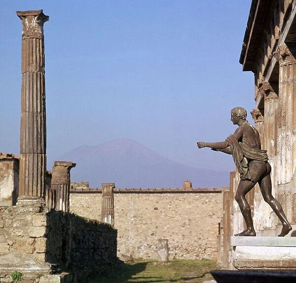 Bronze statue in front of the temple of Apollo, Pompeii, 1st century