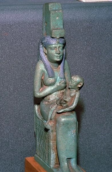 Bronze statuette of the Egyptian goddess Isis suckling Horus