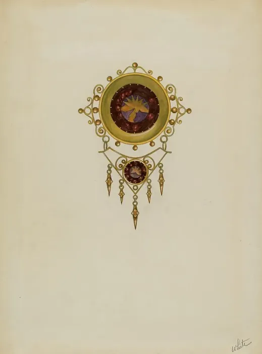 Framed Print : Brooch, c. 1936. Creator: Edward White