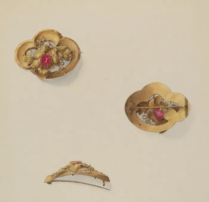 Framed Print : Brooch, c. 1937. Creator: John H. Tercuzzi Framed Print : Brooch, c. 1937. Creator: John H. Tercuzzi