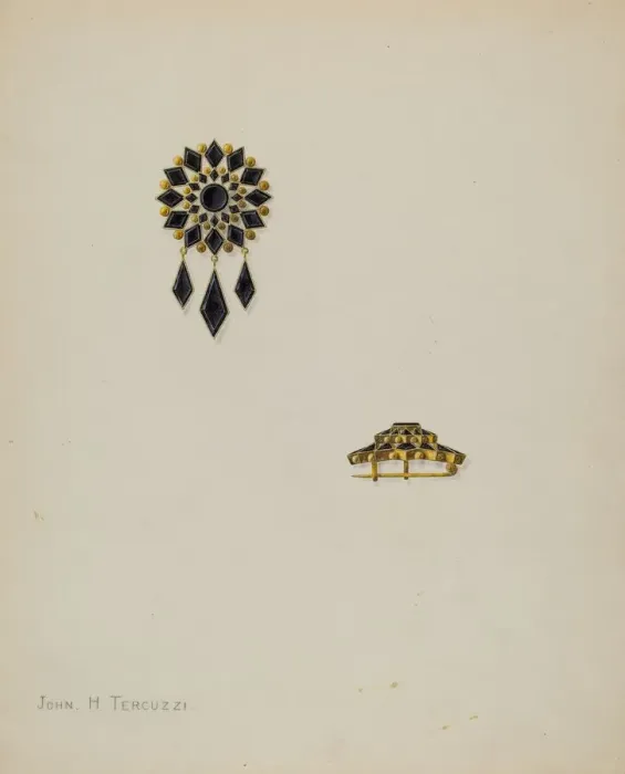Framed Print : Brooch, c. 1938. Creator: John H. Tercuzzi Framed Print : Brooch, c. 1938. Creator: John H. Tercuzzi