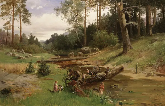 Framed Print : By the Brook in the Forest, 1872. Creator: Charles XV, King of Sweden Framed Print : By the Brook in the Forest, 1872. Creator: Charles XV, King of Sweden