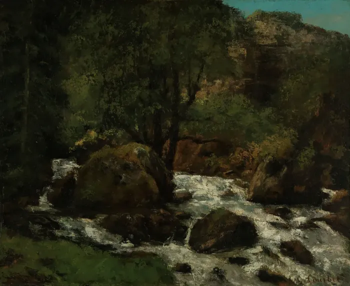 Framed Print : A Brook in the Forest, Jura, 1872. Creator: Gustave Courbet Framed Print : A Brook in the Forest, Jura, 1872. Creator: Gustave Courbet