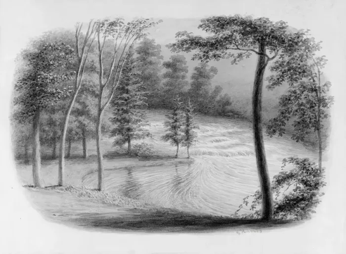 Framed Print : A Brook (from Hosack Album). Creator: George Harvey Framed Print : A Brook (from Hosack Album). Creator: George Harvey
