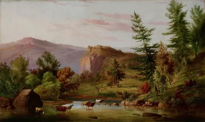 Framed Print : Brook in Summer, 1850s-1860s. Creator: Jacob Cox Framed Print : Brook in Summer, 1850s-1860s. Creator: Jacob Cox
