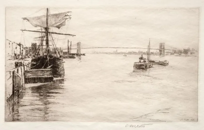 Framed Print : Brooklyn Bridge, 1888. Creator: Charles Adams Platt (American, 1861-1933) Framed Print : Brooklyn Bridge, 1888. Creator: Charles Adams Platt (American, 1861-1933)
