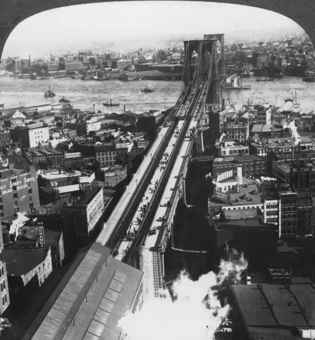 Framed Print : Brooklyn Bridge, New York City, New York, USA, late 19th or early 20th century. Artist: Underwood & Underwood Framed Print : Brooklyn Bridge, New York City, New York, USA, late 19th or early 20th century. Artist: Underwood & Underwood