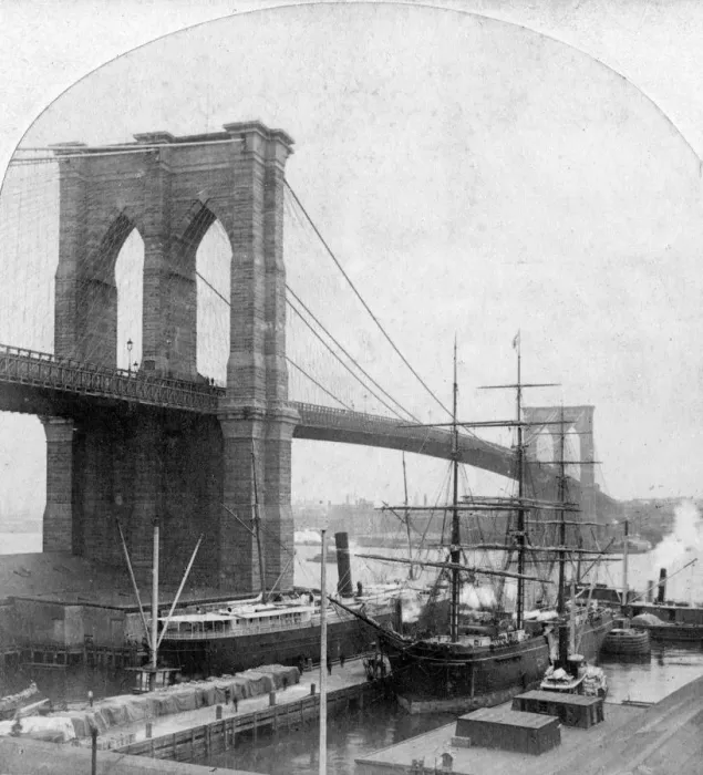 Framed Print : Brooklyn Bridge, New York, USA, late 19th century. Artist: William H Rau Framed Print : Brooklyn Bridge, New York, USA, late 19th century. Artist: William H Rau