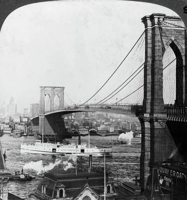 Framed Print : Brooklyn Bridge, New York, USA, early 20th century. Artist: Underwood & Underwood Framed Print : Brooklyn Bridge, New York, USA, early 20th century. Artist: Underwood & Underwood