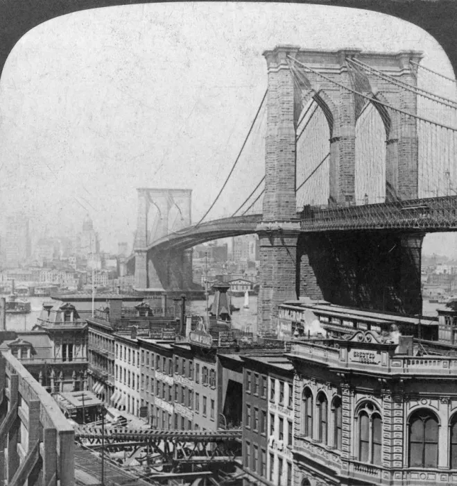 Framed Print : Brooklyn Bridge, New York, USA, 1901. Artist: Underwood & Underwood