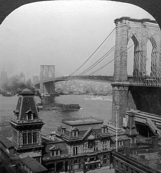 Brooklyn Bridge, New York, USA. Artist: Excelsior Stereoscopic Tours