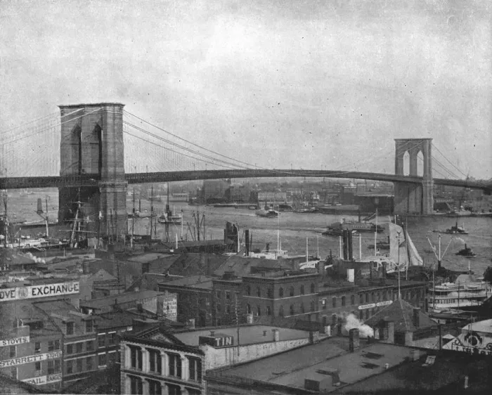 Framed Print : Brooklyn Bridge, New York, USA, c1900. Creator: Unknown Framed Print : Brooklyn Bridge, New York, USA, c1900. Creator: Unknown