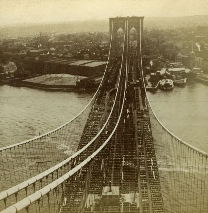 Framed Print : Brooklyn from one of the towers of the Suspension Bridge, New York, USA. Artist: Kilburn Brothers Framed Print : Brooklyn from one of the towers of the Suspension Bridge, New York, USA. Artist: Kilburn Brothers