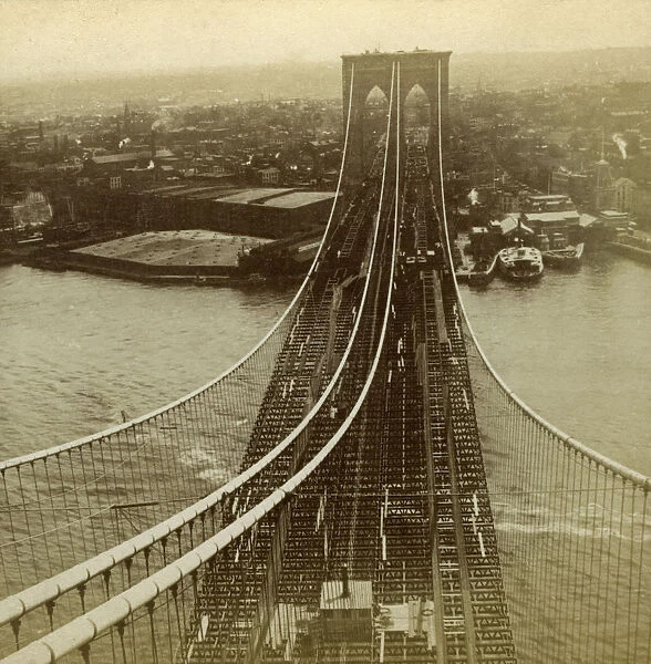 Brooklyn from one of the towers of the Suspension Bridge, New York, USA. Artist: Kilburn Brothers