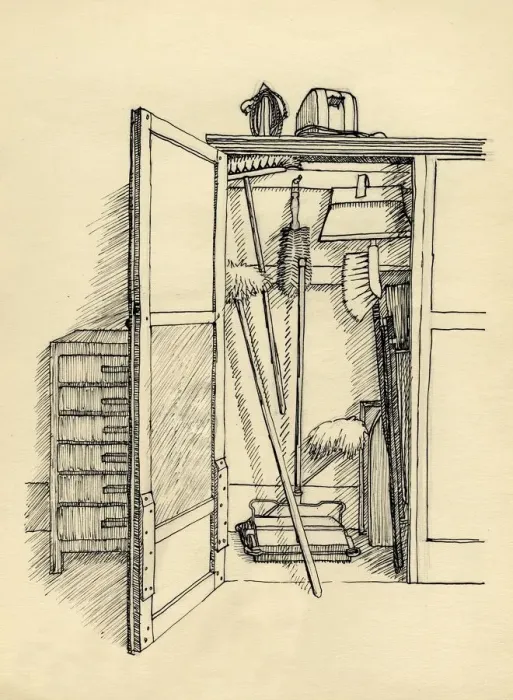 Framed Print : Broom cupboard, c1951. Creator: Shirley Markham Framed Print : Broom cupboard, c1951. Creator: Shirley Markham