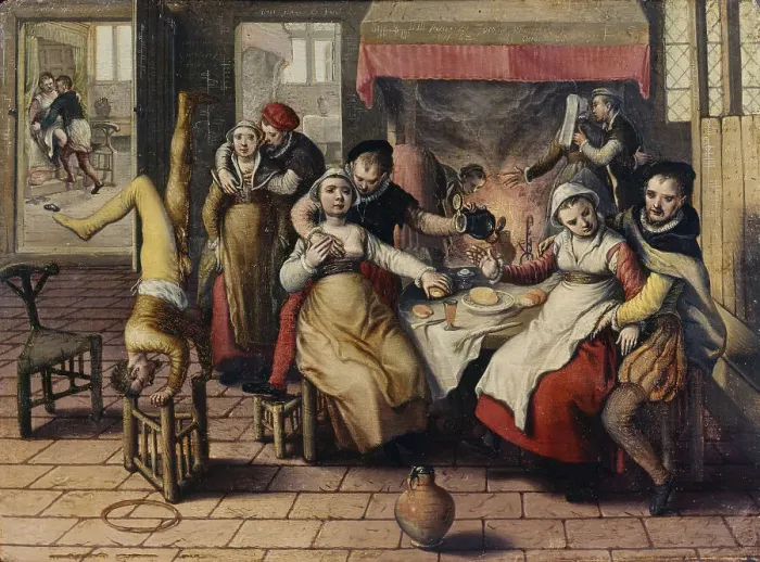 Framed Print : Brothel, 1562. Creator: Joachim Beuckelaer