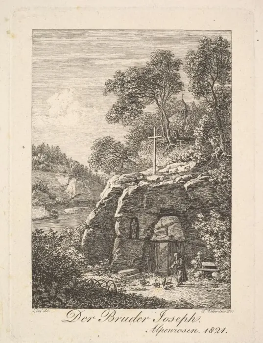 Framed Print : Brother Joseph in the Alps, 1820. Creator: Johann Christian Erhard Framed Print : Brother Joseph in the Alps, 1820. Creator: Johann Christian Erhard