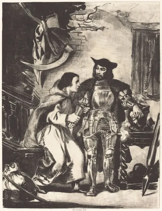 Framed Print : Brother Martin with Goetz, 1836. Creator: Eugene Delacroix Framed Print : Brother Martin with Goetz, 1836. Creator: Eugene Delacroix