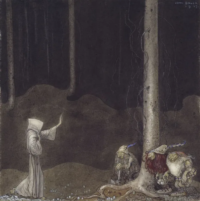 Framed Print : Brother Martin and Three Trolls, 1913 Framed Print : Brother Martin and Three Trolls, 1913