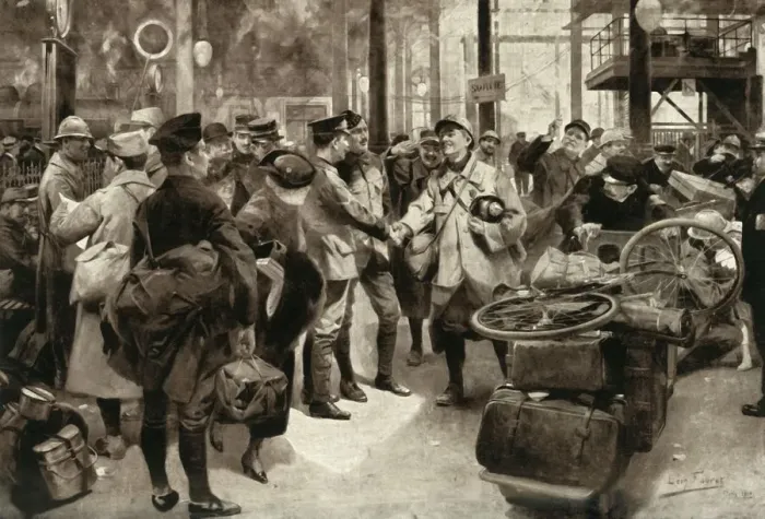 Framed Print : Brothers in Arms: A Poilu Greets British Soldiers, 1916. Creator: Unknown Framed Print : Brothers in Arms: A Poilu Greets British Soldiers, 1916. Creator: Unknown