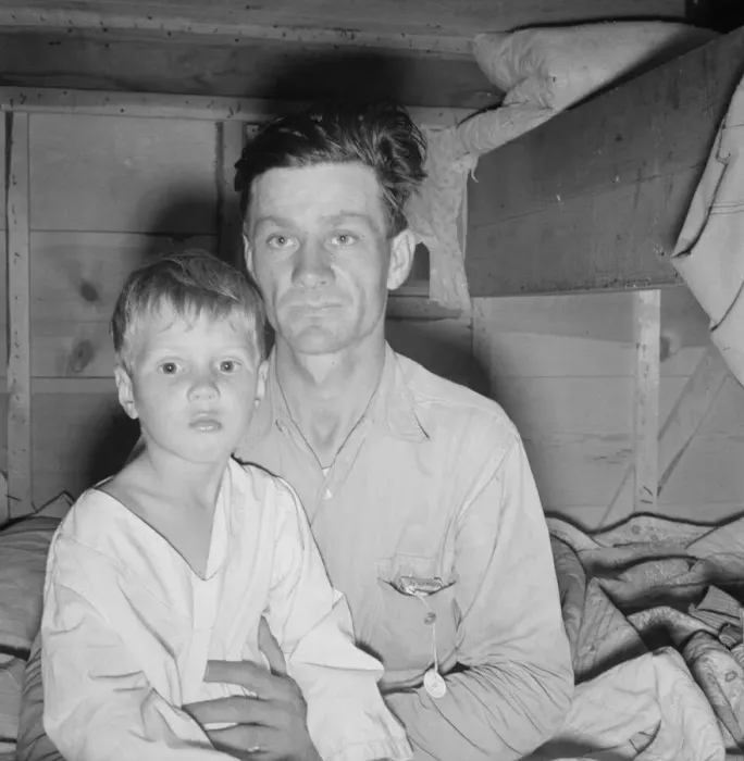 Framed Print : He brought his family to the west in a homemade trailer... Merrill, Klamath County, Oregon, 1939. Creator: Dorothea Lange Framed Print : He brought his family to the west in a homemade trailer... Merrill, Klamath County, Oregon, 1939. Creator: Dorothea Lange