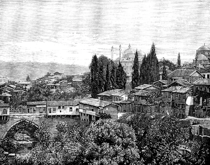 Framed Print : Broussa, in Asia Minor, the ancient Turkish capital: Set Bachi, and Mosque of Yeshil Djami, 1890. Creator: Unknown Framed Print : Broussa, in Asia Minor, the ancient Turkish capital: Set Bachi, and Mosque of Yeshil Djami, 1890. Creator: Unknown
