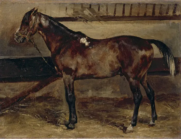 Framed Print : Brown horse in a stable, 1818. Creator: Theodore Gericault Framed Print : Brown horse in a stable, 1818. Creator: Theodore Gericault