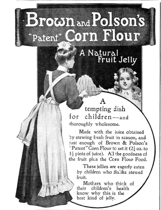 Framed Print : Brown and Polson's Patent” Corn Flour - a Natural Fruit Jelly - a tempting dish for children, 1909. Creator: Unknown Framed Print : Brown and Polson's Patent” Corn Flour - a Natural Fruit Jelly - a tempting dish for children, 1909. Creator: Unknown