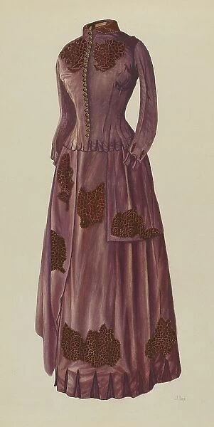 Brown Silk Afternoon Dress, c. 1936. Creator: Joseph L. Boyd