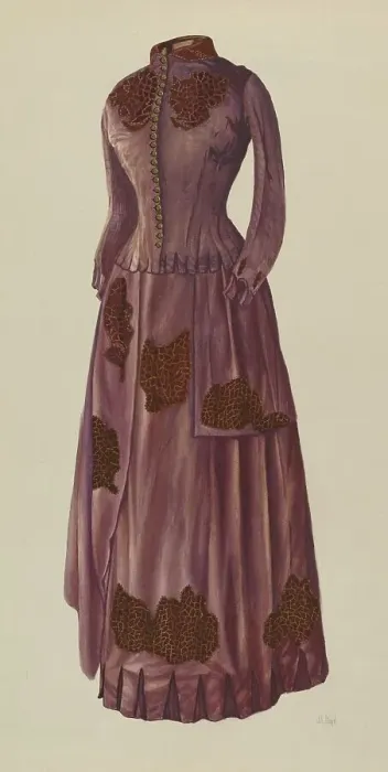 Framed Print : Brown Silk Afternoon Dress, c. 1936. Creator: Joseph L. Boyd Framed Print : Brown Silk Afternoon Dress, c. 1936. Creator: Joseph L. Boyd
