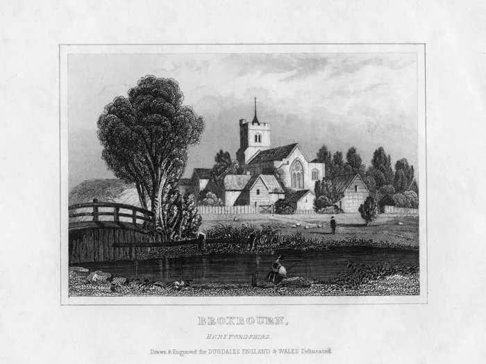 Framed Print : Broxbourne, Hertfordshire, mid 19th century Framed Print : Broxbourne, Hertfordshire, mid 19th century