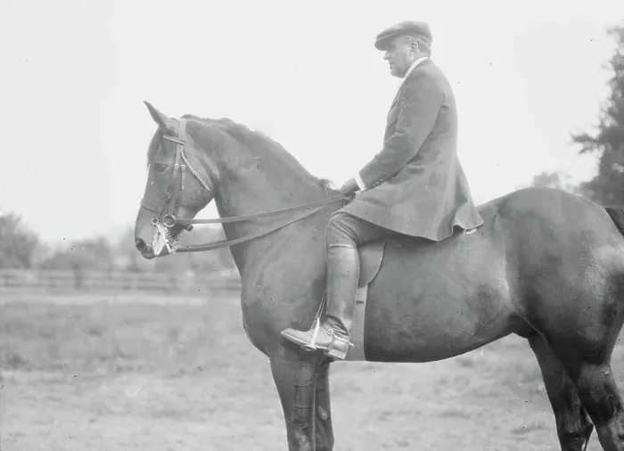 Framed Print : Bruce, J.M. Mr. on horseback, 1919 May 30. Creator: Arnold Genthe Framed Print : Bruce, J.M. Mr. on horseback, 1919 May 30. Creator: Arnold Genthe