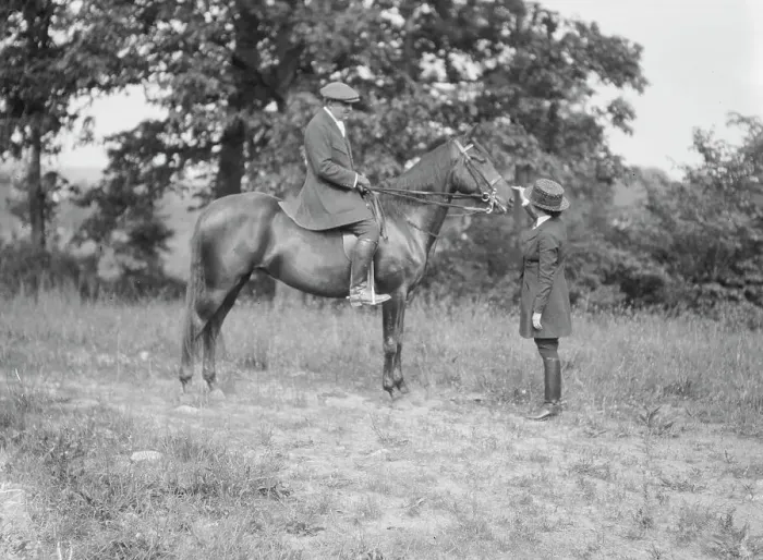 Framed Print : Bruce, J.M. Mr. on horseback, with Mrs. Bruce, 1919 May 30. Creator: Arnold Genthe Framed Print : Bruce, J.M. Mr. on horseback, with Mrs. Bruce, 1919 May 30. Creator: Arnold Genthe