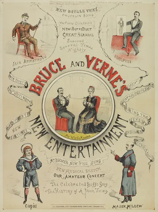 Framed Print : Bruce and Verne's New Entertainment, 1886. Creator: Unknown. Bruce and Verne's New Entertainment, 1886. Creator: Unknown Framed Print : Bruce and Verne's New Entertainment, 1886. Creator: Unknown. Bruce and Verne's New Entertainment, 1886. Creator: Unknown
