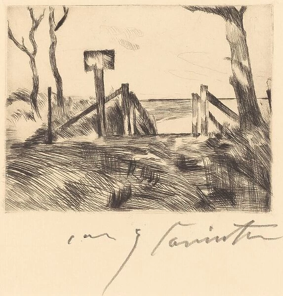 Brücke mit Tafel (Bridge with Sign), 1916. Creator: Lovis Corinth