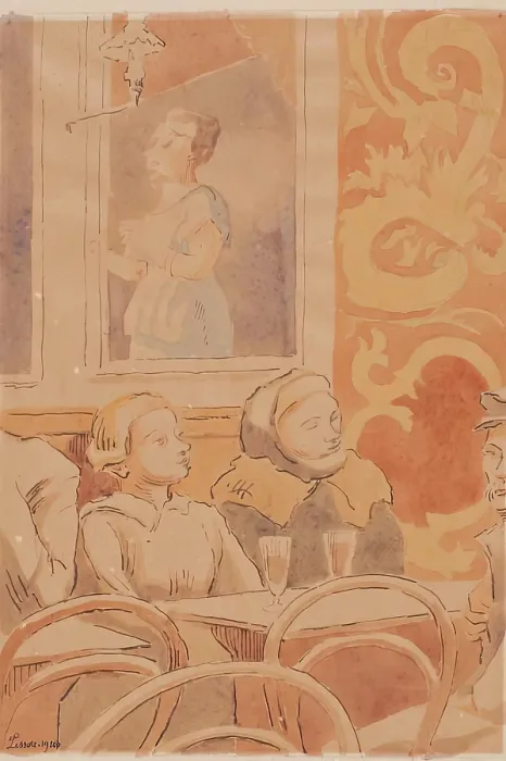 Framed Print : Bruges - Cafe Chantant, 1920. Creator: Therese Lessore